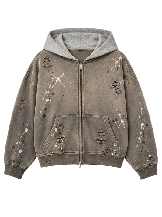 GR Distressed Zip-Up
